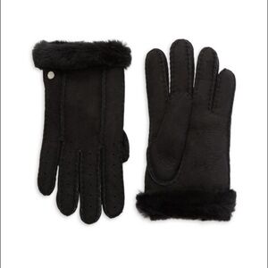 UGG Black Fur-Trimmed Gloves